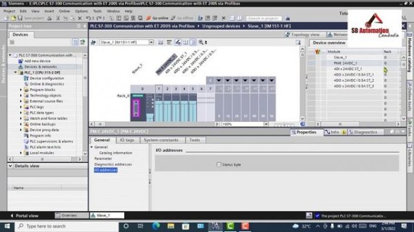 PLC S7 300 COMMUNICATION WITH ET 200S VIA PROFIBUS in TIA PORTAL V15 | Siemens PLC| TIA Portal V15