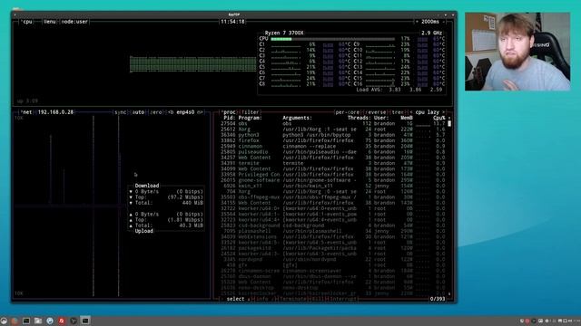 Linux Terminal System Monitors! bpytop / glances / htop смотреть онлайн