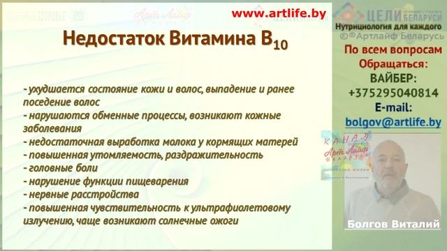 Витаминоподобные вещества Парааминобензойная кислота В10 @artlifeby