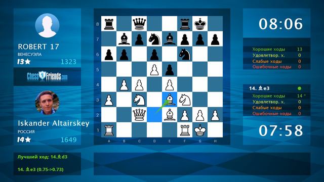 Chess Game Analysis: Iskander Altairskey - ROBERT 17 : 1-0 (By ChessFriends.com) смотреть онлайн