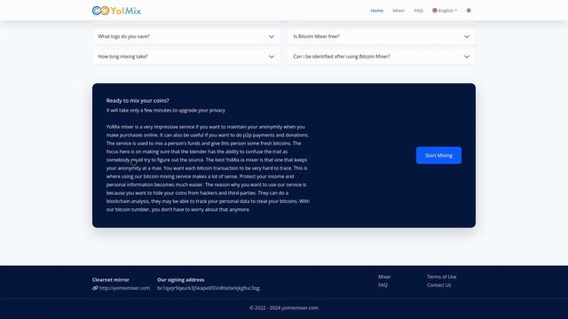 YoMix Mixer - Лучший Криптовалютный миксер.
