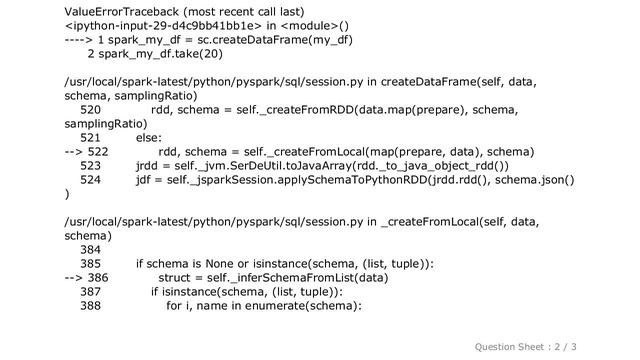 Pandas : pyspark: ValueError: Some of types cannot be determined after inferring смотреть онлайн