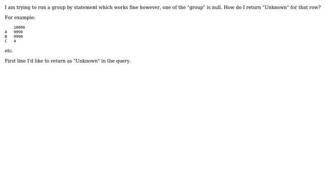 Return a default value in group by if selected column is null смотреть онлайн