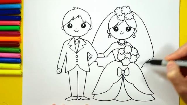 How to draw a bride and groom for children/Как нарисовать жениха и невесту для детей смотреть онлайн