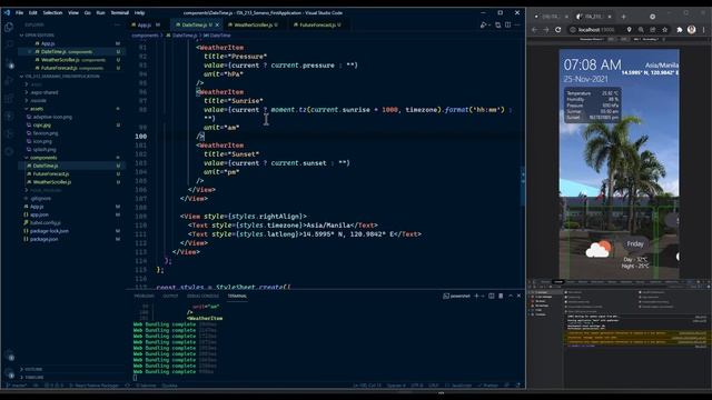 React Native Weather Application 13 - Displaying Dynamic Data Using Moment Timezone смотреть онлайн