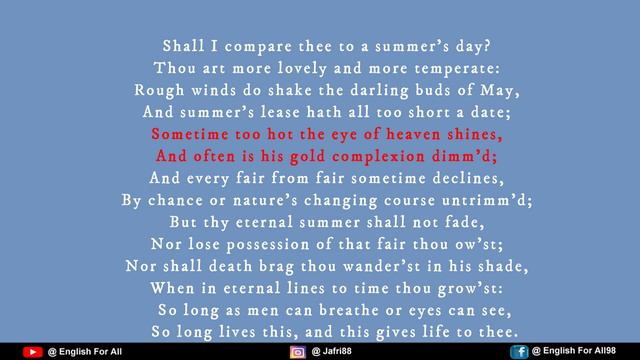 Sonnet 18 in Hindi || William Shakespeare (shall i compare thee to a summer's day ) смотреть онлайн