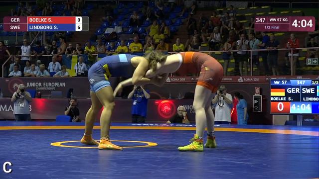 1/2 WW - 57 kg: S. BOELKE (GER) v. S. LINDBORG (SWE) смотреть онлайн