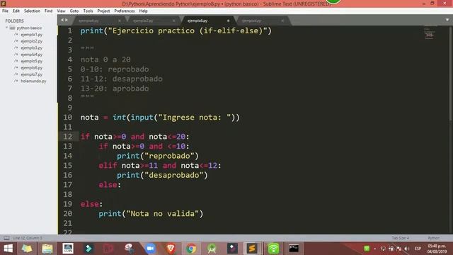 Ejercicio práctico (if-elif-else),Ingresar una nota смотреть онлайн