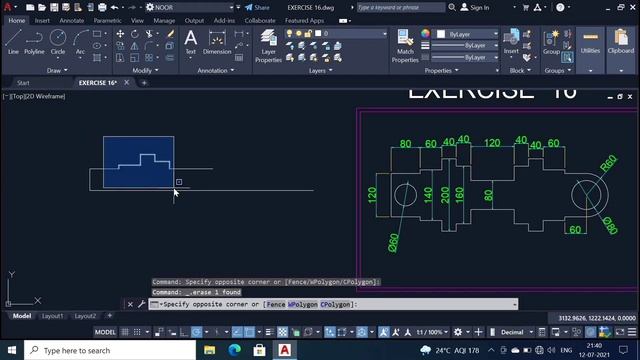 Exercise 16 | Autocad 2d in hindi || cad wala | смотреть онлайн