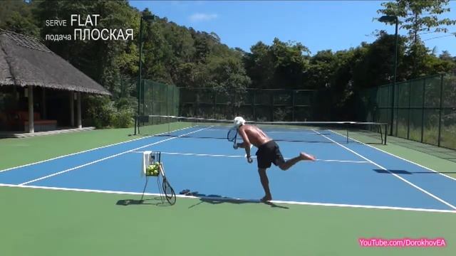 Tennis Flat Serve Practice (Тренировка теннисной плоской подачи) смотреть онлайн
