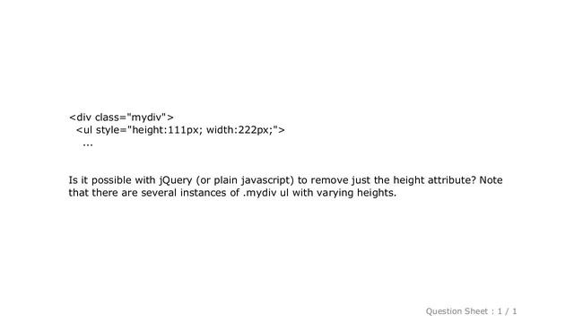 jQuery : Use jQuery to remove an inline style смотреть онлайн