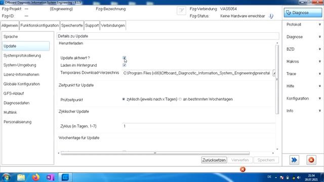 Offboard Diagnostic Odis Engineering Update deaktivieren смотреть онлайн