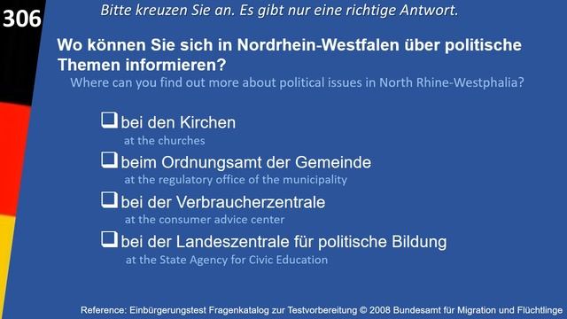 Einbürgerungstest Nordrhein-Westfalen 10 landesbezogene Fragen Quick review смотреть онлайн