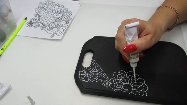 Точечная роспись разделочной доски! Кружевная роспись. смотреть онлайн