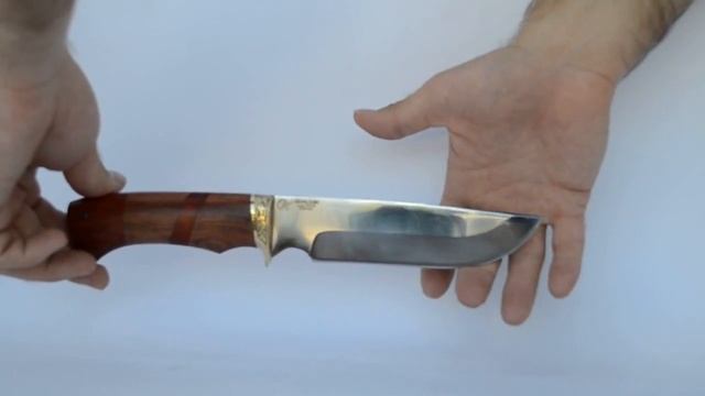Нож "Орел" из нержавеющей стали 95Х18. Рукоять дерево падук бубинго латунь смотреть онлайн