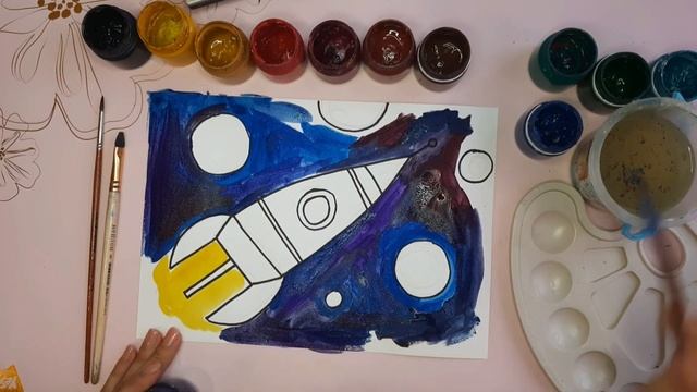 Как нарисовать космос и ?ракету | Рисуем вместе простой рисунок на день космонавтики 12 апреля смотреть онлайн