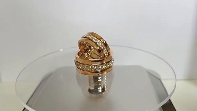 Золотые обручалки 585 пробы с фианитами