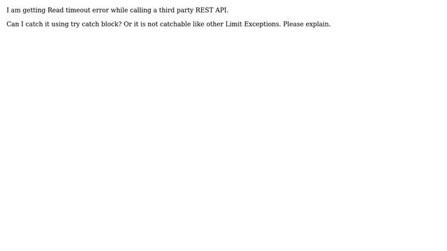 Salesforce: Read timeout error calling a third party REST API смотреть онлайн
