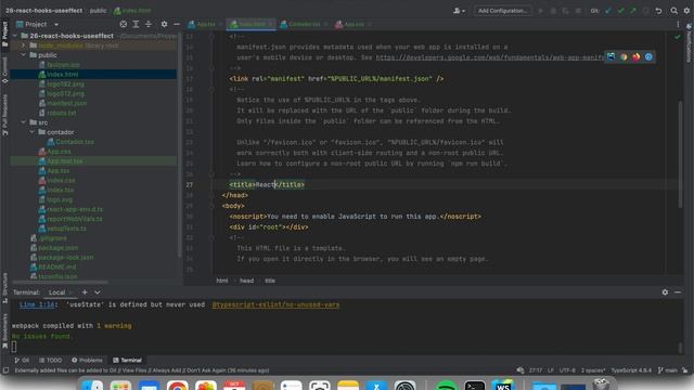 React con Typescript: 27 React Hooks useEffect смотреть онлайн