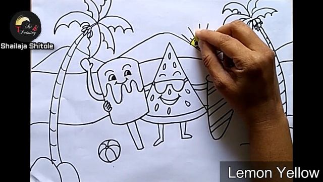 IMAGINARY SUMMER SEASON DRAWING TUTORIAL| SUMMER SEASON DRAWING WITH OIL PASTEL | IMAGINARY DRAWING смотреть онлайн