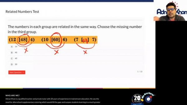 11 Plus Verbal Reasoning - Related Numbers 1