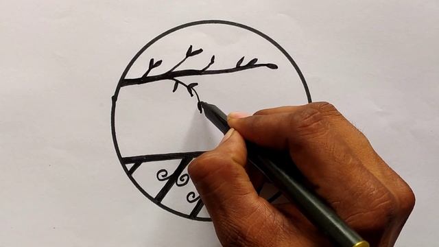 Pencil drawing in circle step by step || Easy scenery drawing || Circle drawing easy || Art videos смотреть онлайн