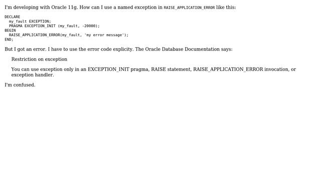 Databases: Using exception with raise_application_error смотреть онлайн