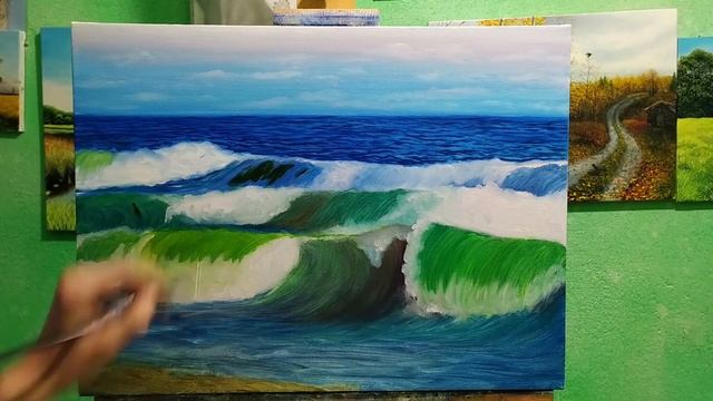 Как написать морской пейзаж маслом|море маслом для начинающих|как рисовать море маслом смотреть онлайн