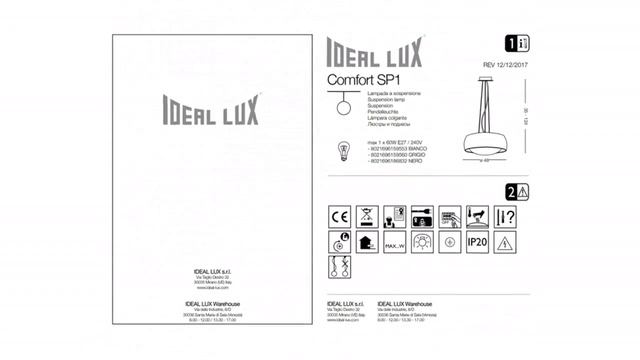Люстра Ideal Lux Comfort SP1 GRIGIO обзор: светильник Ideal Lux Comfort SP1 GRIGIO 60 Вт, где купит смотреть онлайн