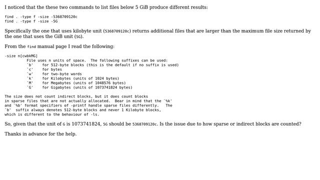 find: equal file size limit but different unit returns different result смотреть онлайн
