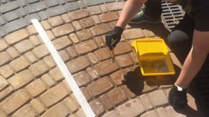 Удаление ржавчины с брусчатки тестовой размывкой