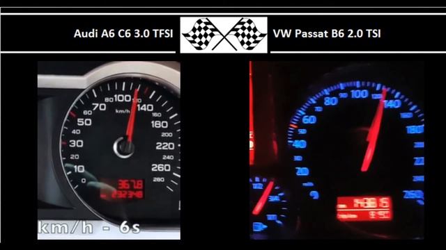 Audi A6 C6 3.0 TFSI VS. VW Passat B6 2.0 TSI - Acceleration 0-100km/h смотреть онлайн