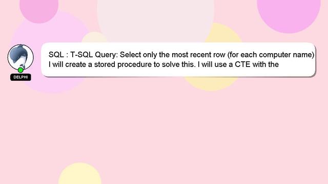 SQL : T-SQL Query: Select only the most recent row (for each computer name) смотреть онлайн