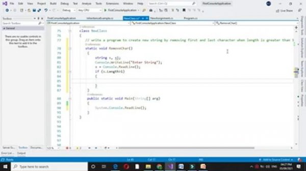 Program To Create New String By Removing First and Last Character From Given String With C#