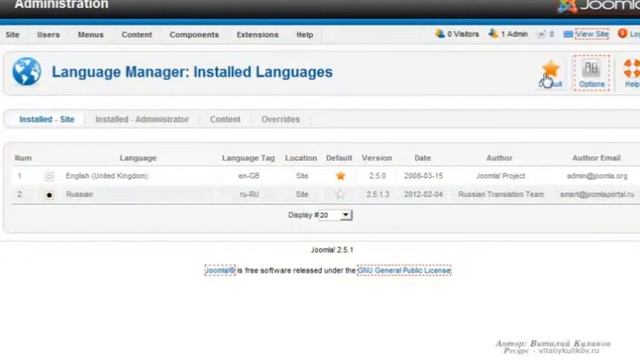 JOOMLA 2.5 РУСИФИКАЦИЯ ПАНЕЛИ УПРАВЛЕНИЯ смотреть онлайн
