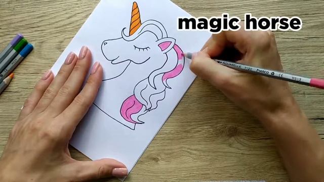 Познавательное рисование для детей с PimkiToys. Видеоурок. Простой рисунок. Единорог смотреть онлайн