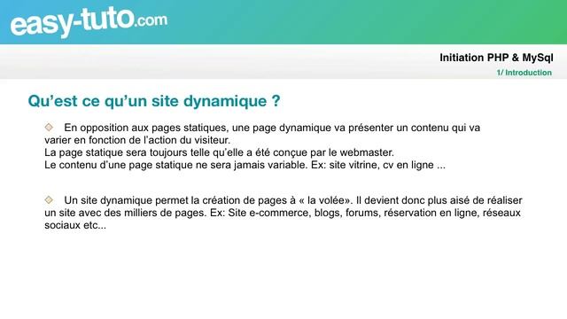 Qu'est-ce qu'un site dynamique ? : initiation PHP & MySql смотреть онлайн