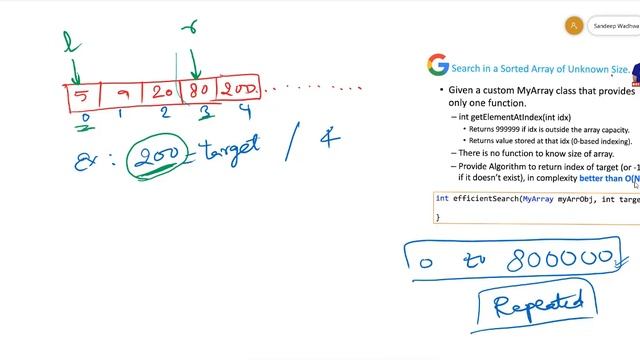 Search in Sorted Array of Unknown Size - Google Interview Question смотреть онлайн
