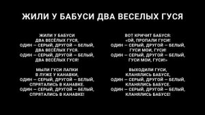 "Жили у бабуси два веселых гуся" песенка+текст [черный фон]