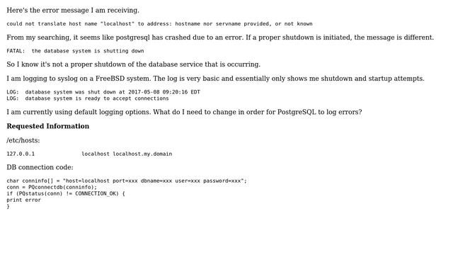 Databases: Having issues with postgresql, what should I log? смотреть онлайн