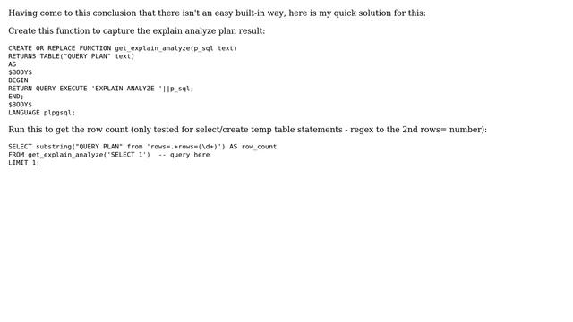 Databases: How to get row_count diagnostic after EXPLAIN ANALYZE in Postgres? (3 Solutions!!) смотреть онлайн