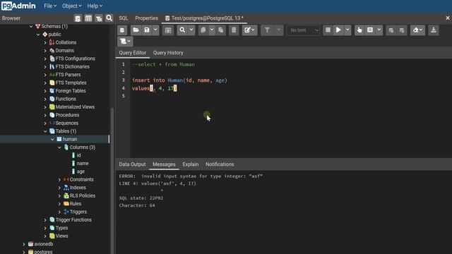 9 dars PostgreSQL insert, values смотреть онлайн