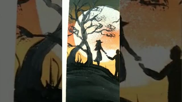 Как нарисовать пейзаж просто Лунная ночь #рисоватьможеткаждый #drawingforbeginners смотреть онлайн