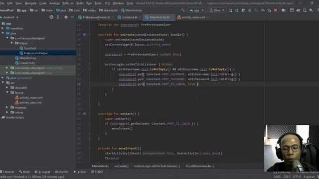 Kotlin Android SharedPreferences - Membuat/Menyimpan Sesi Login [Session & Intent] [3/4] смотреть онлайн
