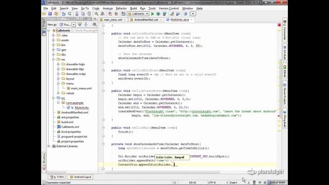 Uribuilder & Calendaring APIs from Android 4.0 | Pluralsight смотреть онлайн