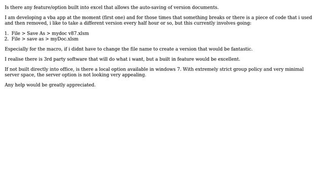 Excel autosave versioning смотреть онлайн