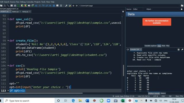 Project Development in PYTHON using CSV Files class XII Informatics Practices /Python Mysql project смотреть онлайн