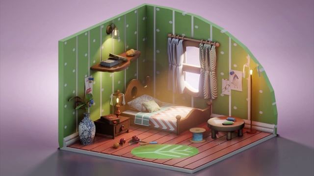 Lil Artist's Bedroom Animation Nodes Blender 2.80 Eevee смотреть онлайн