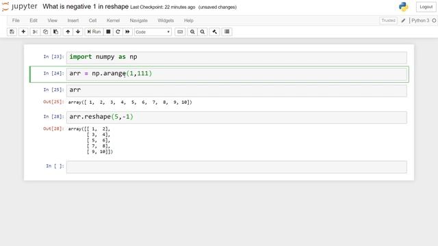 NumPy: -1 in reshape(Hindi) смотреть онлайн