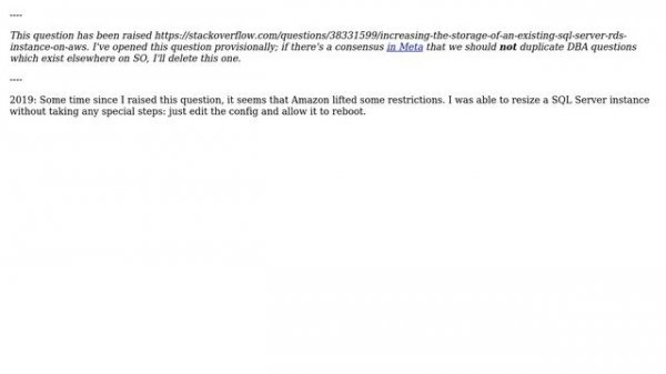 Databases: How do I increase the storage available for a SQL Server instance on AWS RDS?